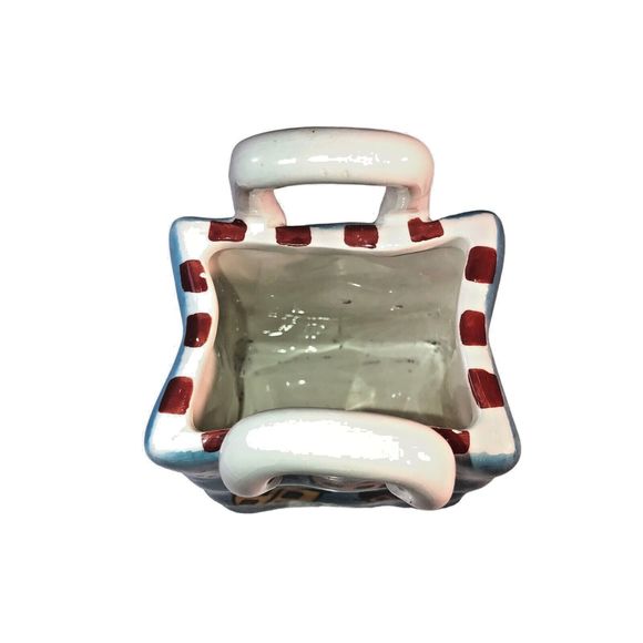 Milson & Louis Hand Painted Lady Bug Ceramic Bag Vase Planter Vintage Signed - Picture 6 of 10